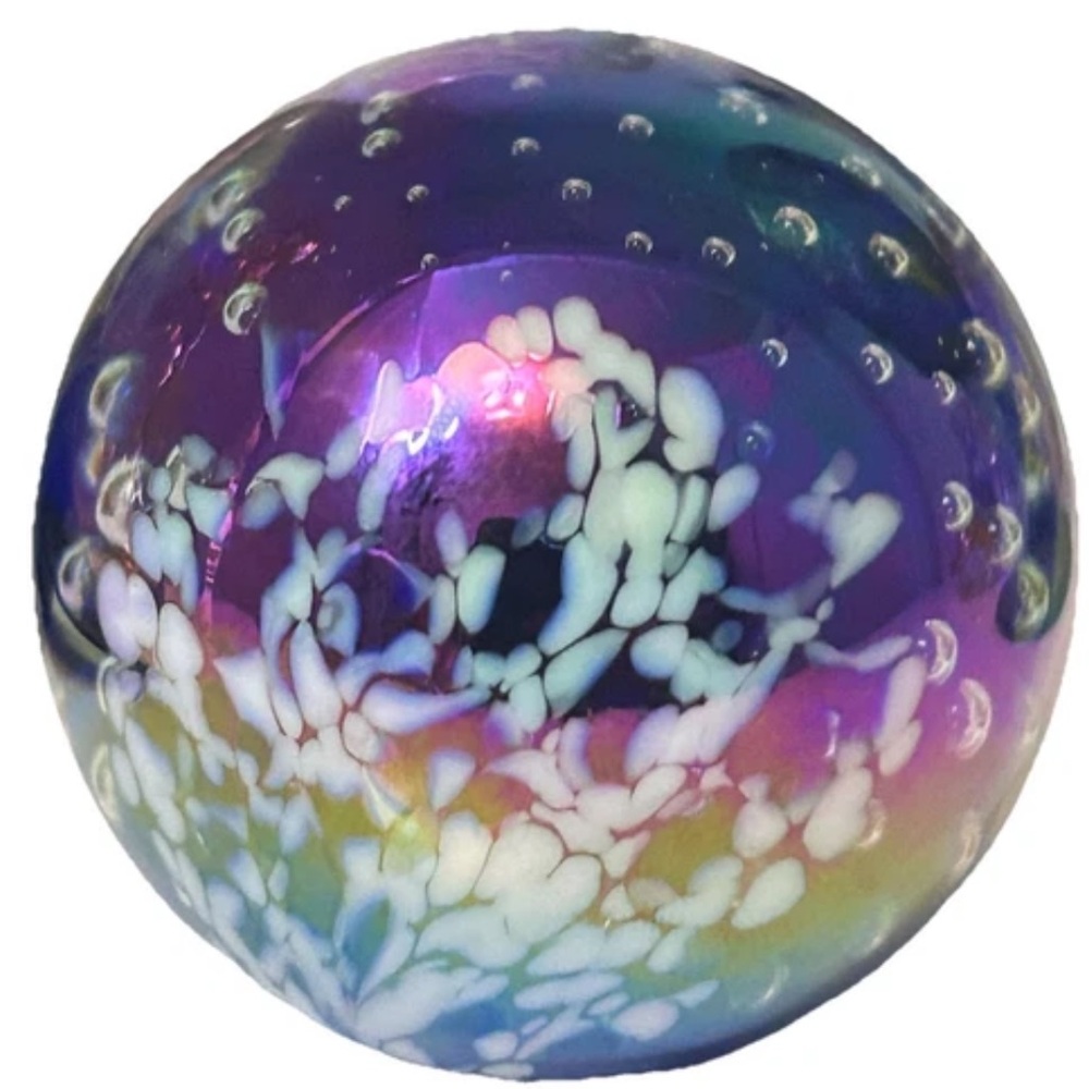 Iridescent Art Glass Miniature Paperweight 90’s